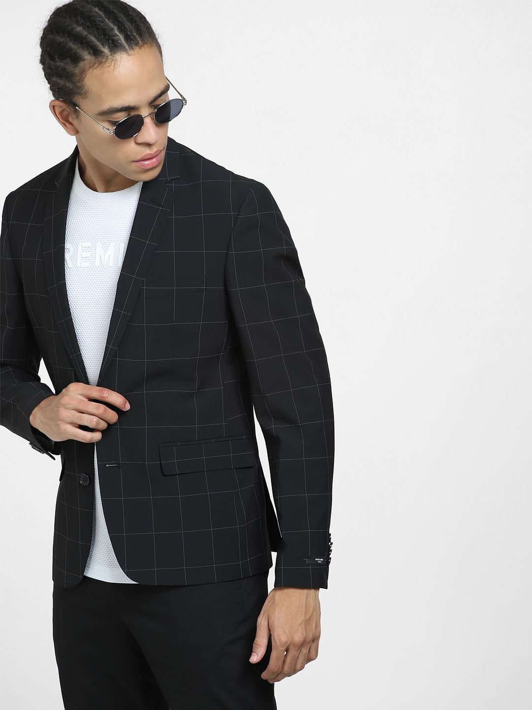 Workflow Stretch Blazer In Black Check