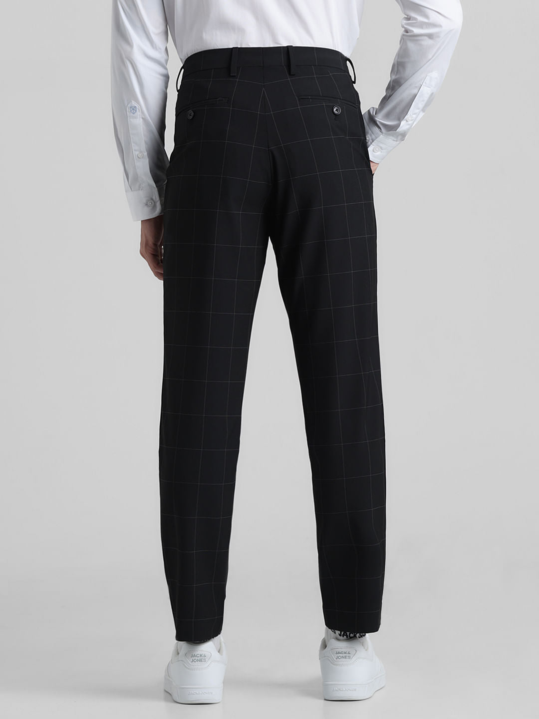 Cropped Trousers Next Mens Checked Trousers Black Mid Rise Check