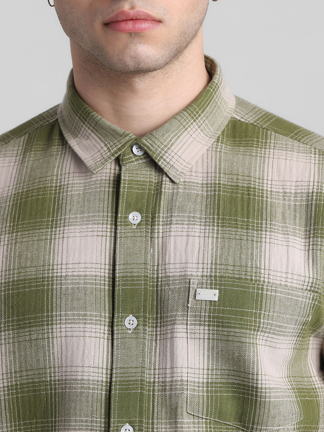 Babyhug Cotton Woven Half Sleeves Check Shirt - Green