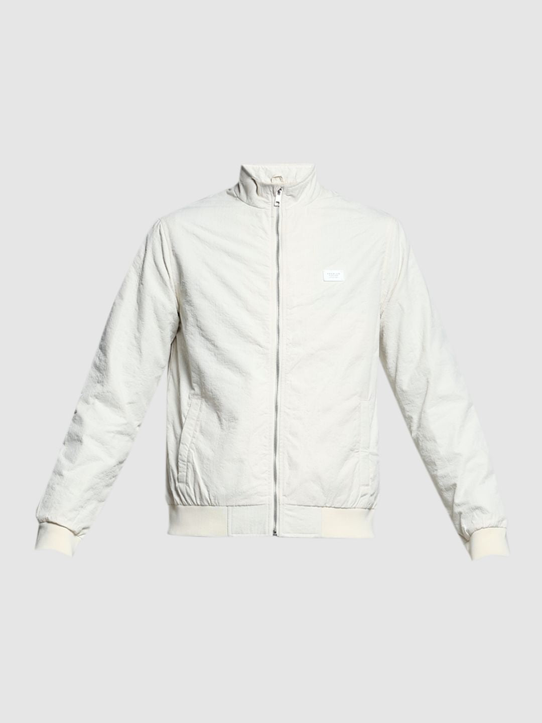 White Bomber Half Jacket White Tommy Hilfiger Half Sleeve Jacket