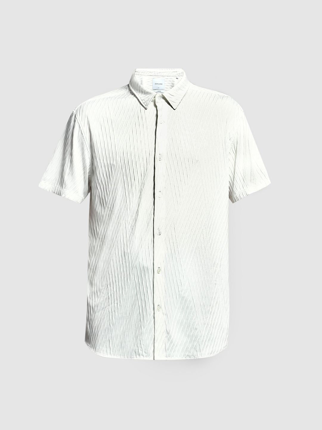 White Stretch Textured Shirt